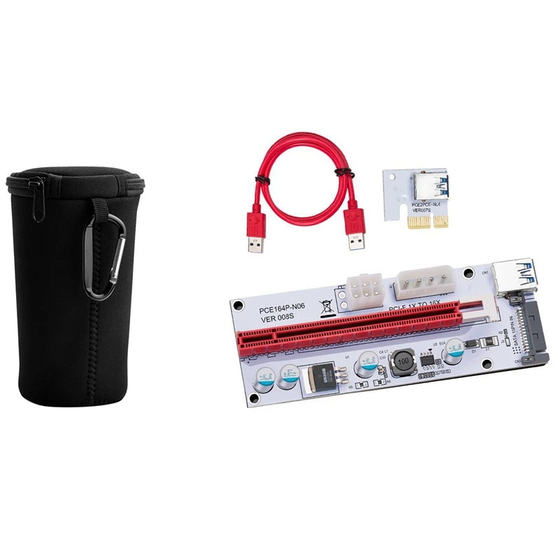 

USB 3.0 Pcie PCI-E Express 1X To 16X GPU Extender Riser Card Adapter With Shockproof Storage Soft Case Cover Bag
