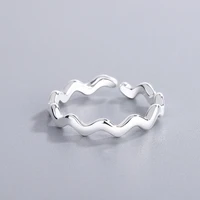 tulx silver color geometric finger rings simple thin line curve wave wild smooth woman girl ring wedding party jewelry