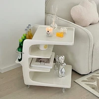 medieval acrylic trolley sofa side table movable bedside cabinet living room table with wheels rolling hallway coffee table