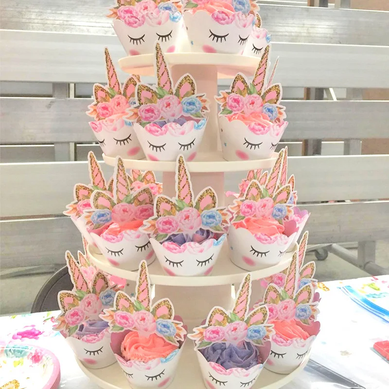 

Unicorn Paper Cupcake Cups Unicornion Party Decor Girl Rainbow Horse One 1st Birthday Party DIY Unicorn Babyshower Favor