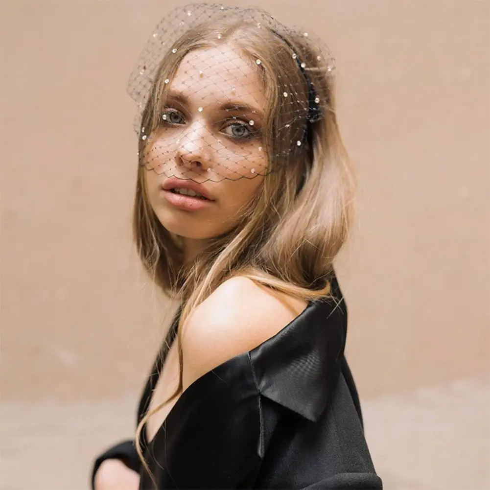 

Винтажная простая Свадебная сетчатая птичья клетка, фата в горошек, Вуалетка, головной убор, фата, заколка для волос с большим лицом, сетчаты...