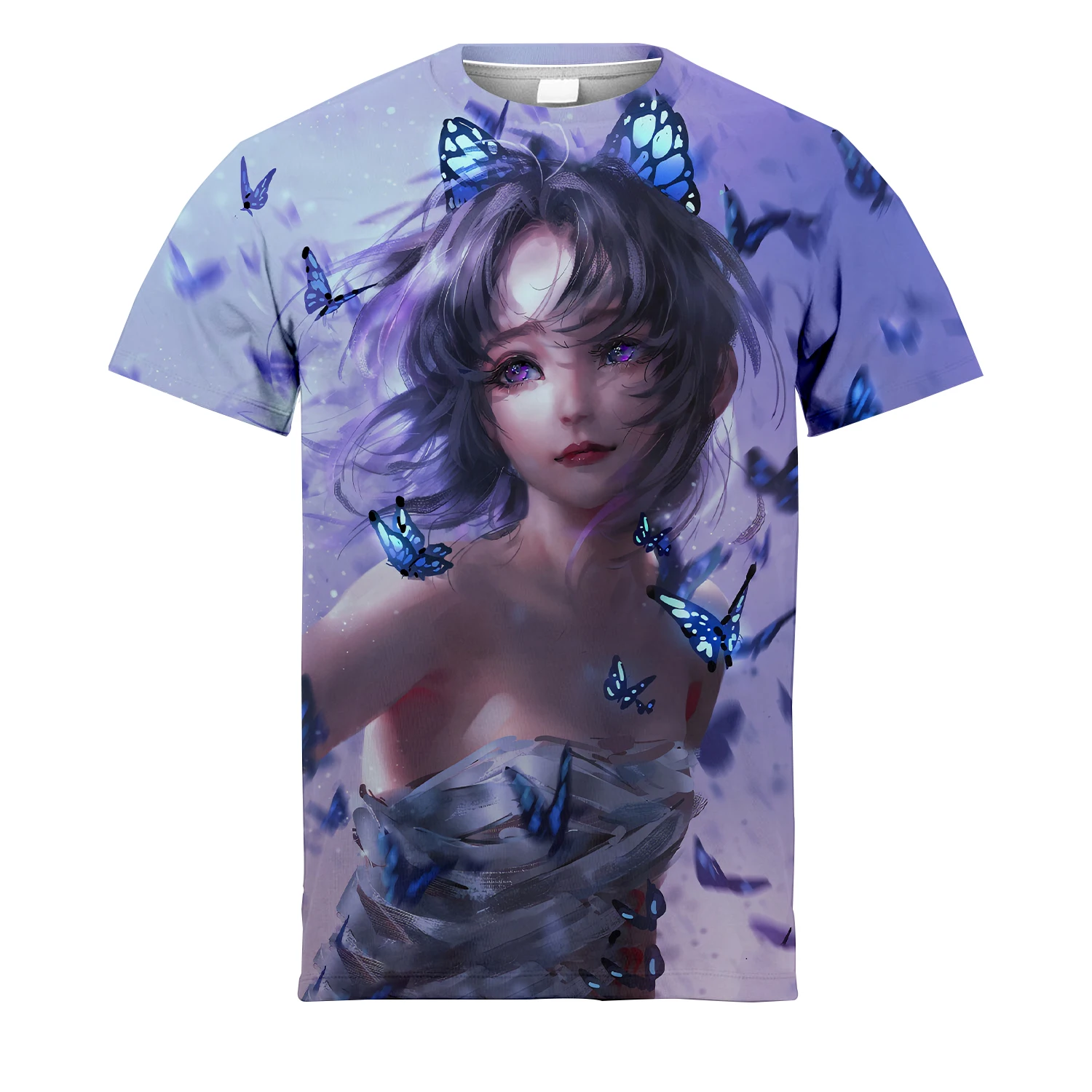 

3d Beautiful Hd Ghost Killer Butterfly Endurance Hd Print Summer Female Student Casual Loose Fashion Short-Sleeved T-Shirt