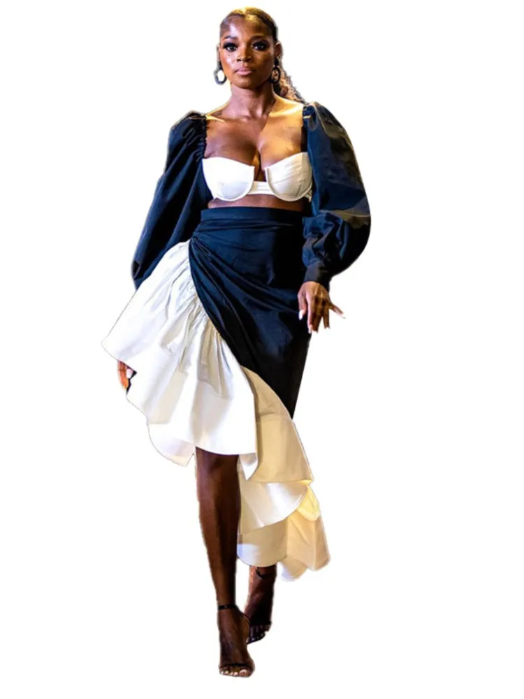 

Африканские юбки, комплекты одежды, Женский комплект из 2 предметов, традиционная африканская одежда в стиле пэчворк, модный новый элегантн...