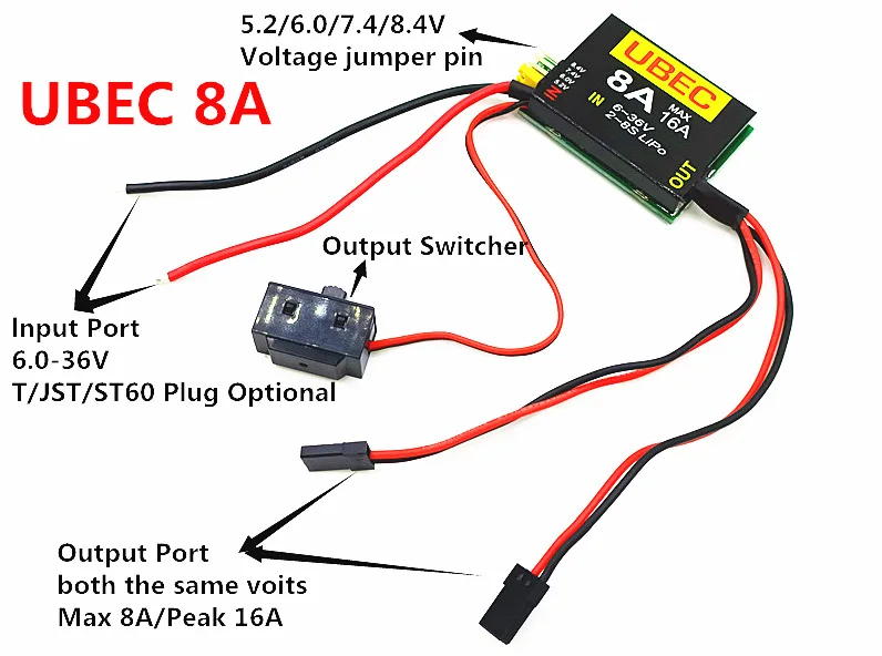 2S-6S 6-36V UBEC-8A BEC DUAL UBEC 8A/16A 5 2/6 0/7 4 v/8 v сервопривод отдельный источник питания для