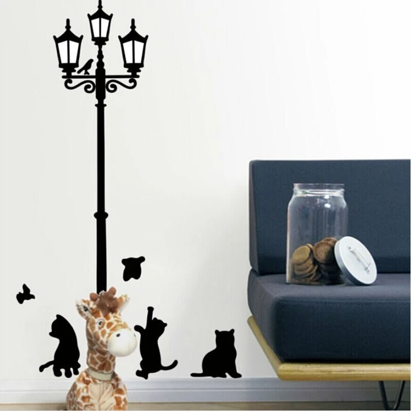 

ONEART Creative DIY Popular Ancient Lamp Cats and Birds Wall Sticker Cartoon Wall Mural Home Decor Room Kids Decals Wallpaper