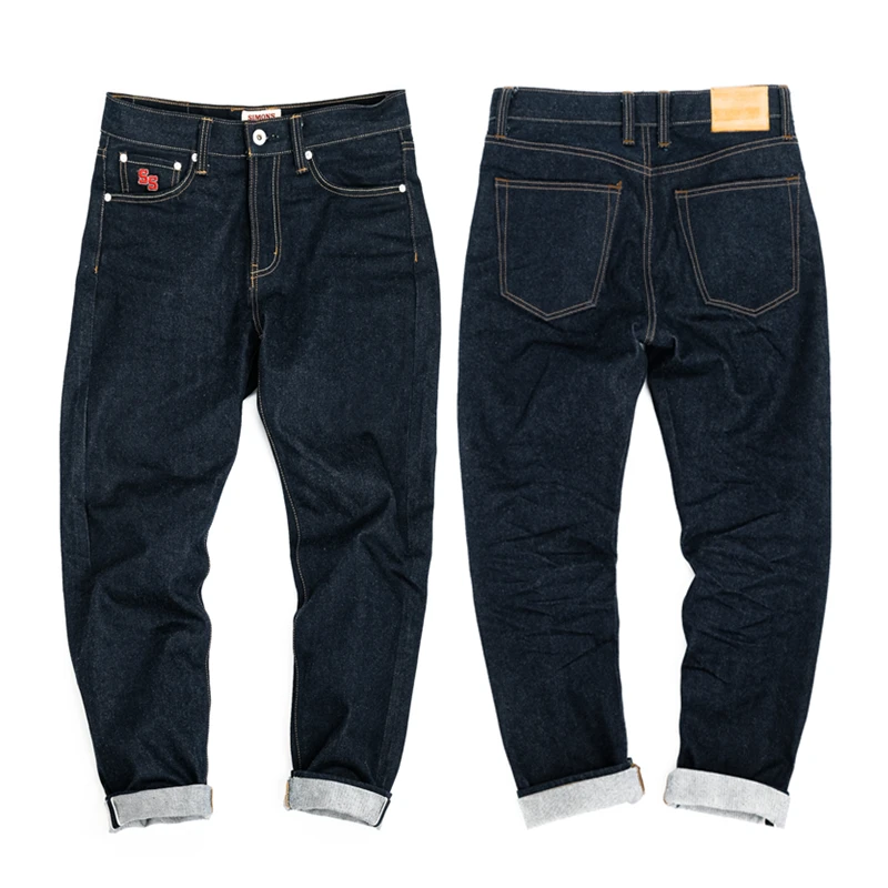 Simons  55501 Men Vintage Selvedge Denim Jeans High Waist Heavy 15ozRaw Denim pants Amekaji