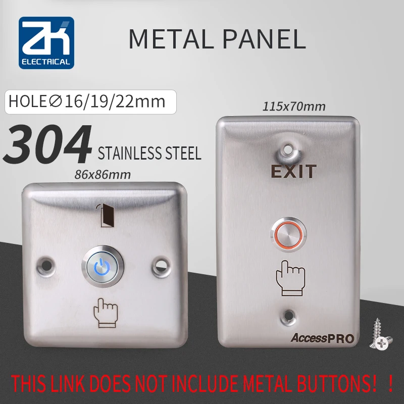 

Button Access Control Switch Type 86 Stainless Steel Panel 16/19/22mm (Button Switch Not Included)