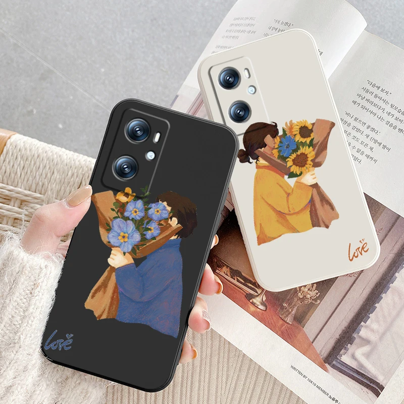 

Flowers Boy Love Girl Phone Case For OPPO A96 A94 A93 A77 A76 A74 A72 A57 A53S A16 A9 Find X5 X3 Lite F21 5G Liquid Rope