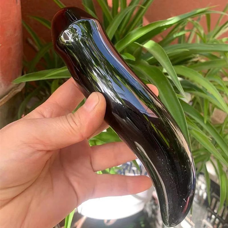 Натуральные полированные черные обсидиановые кварцевые кристаллы лечебные