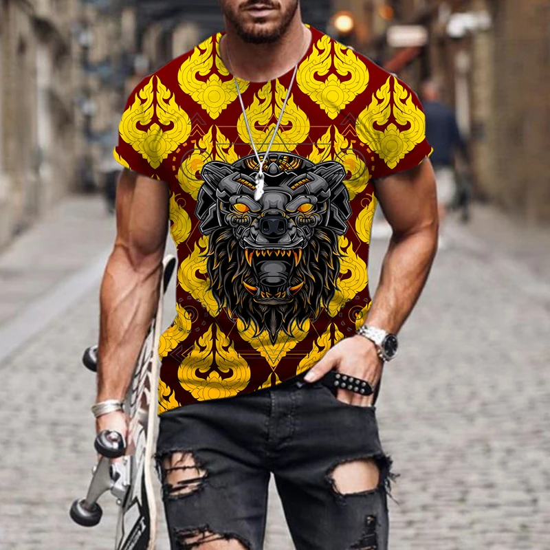 Футболка мужская с круглым вырезом модный топ абстрактным механическим принтом