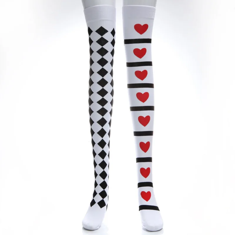 

2022 Halloween Asymmetrical Poker Clown Socks Holiday Ball Black and White Poker Stockings
