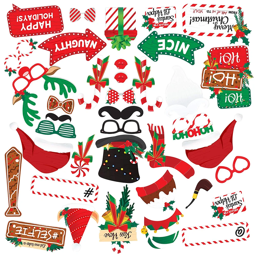 

Christmas Props Photo Party Booth Favors Picture Festival Decoraccessories Selfie Wedding Theme Frame Santa Decorations Tree
