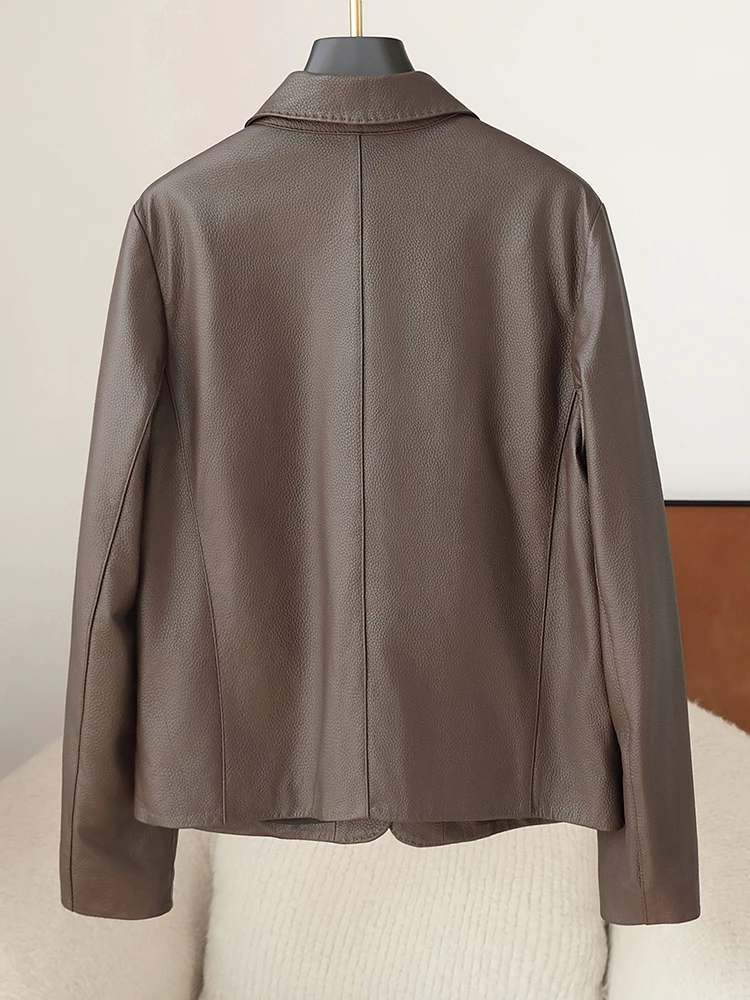 Женское пальто из натуральной кожи Haining новинка 2024 весенне-осенняя модная черная