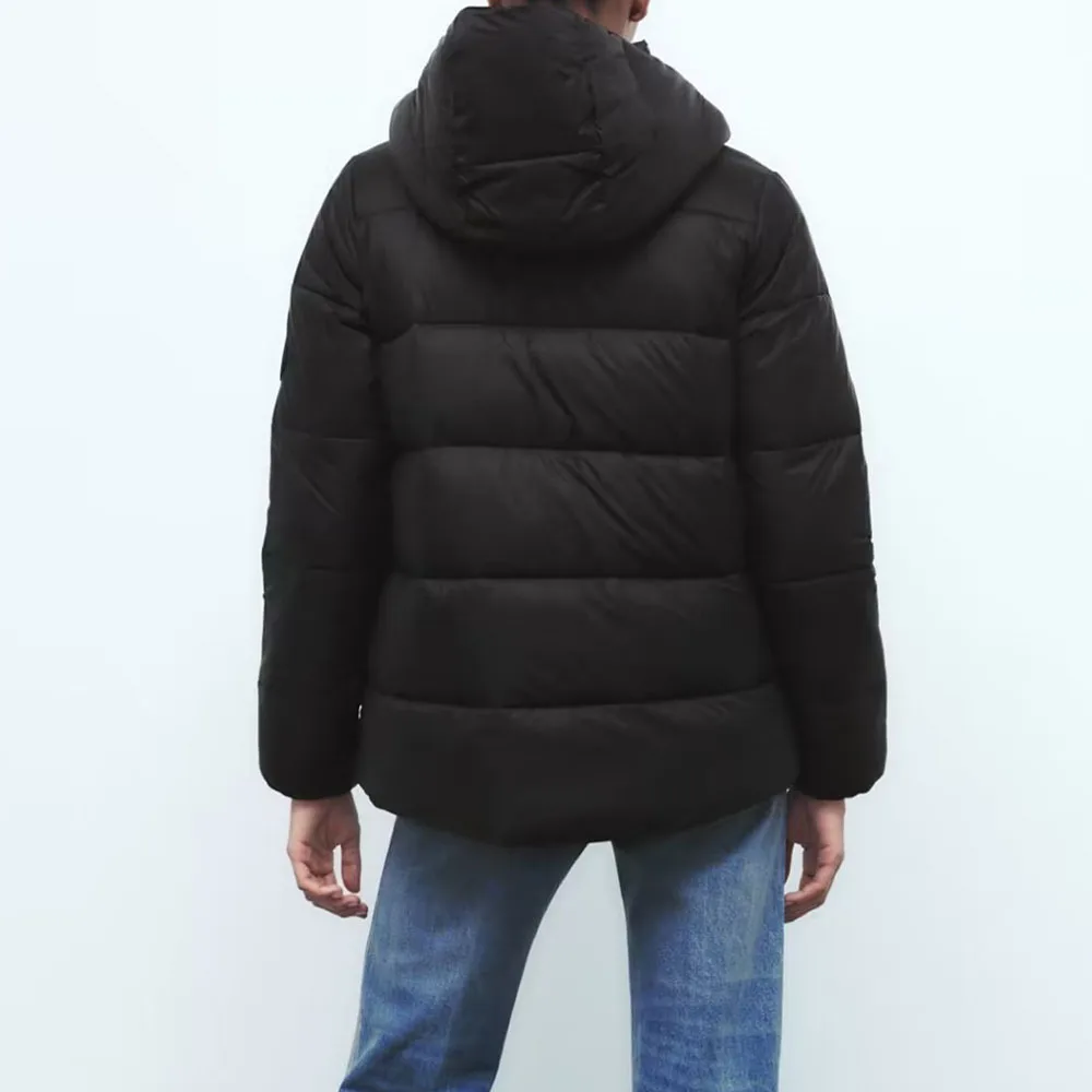 Autumn and winter new fashion women's solid color all-match thermal insulation material hooded cotton jacket