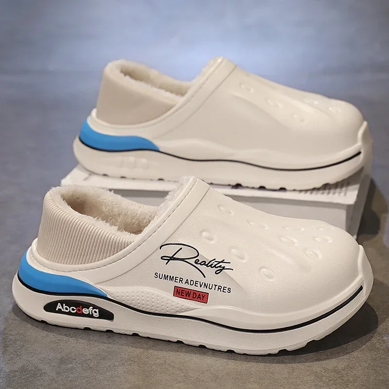 Мужские тапочки зимняя хлопковая обувь теплые плюшевые водонепроницаемые