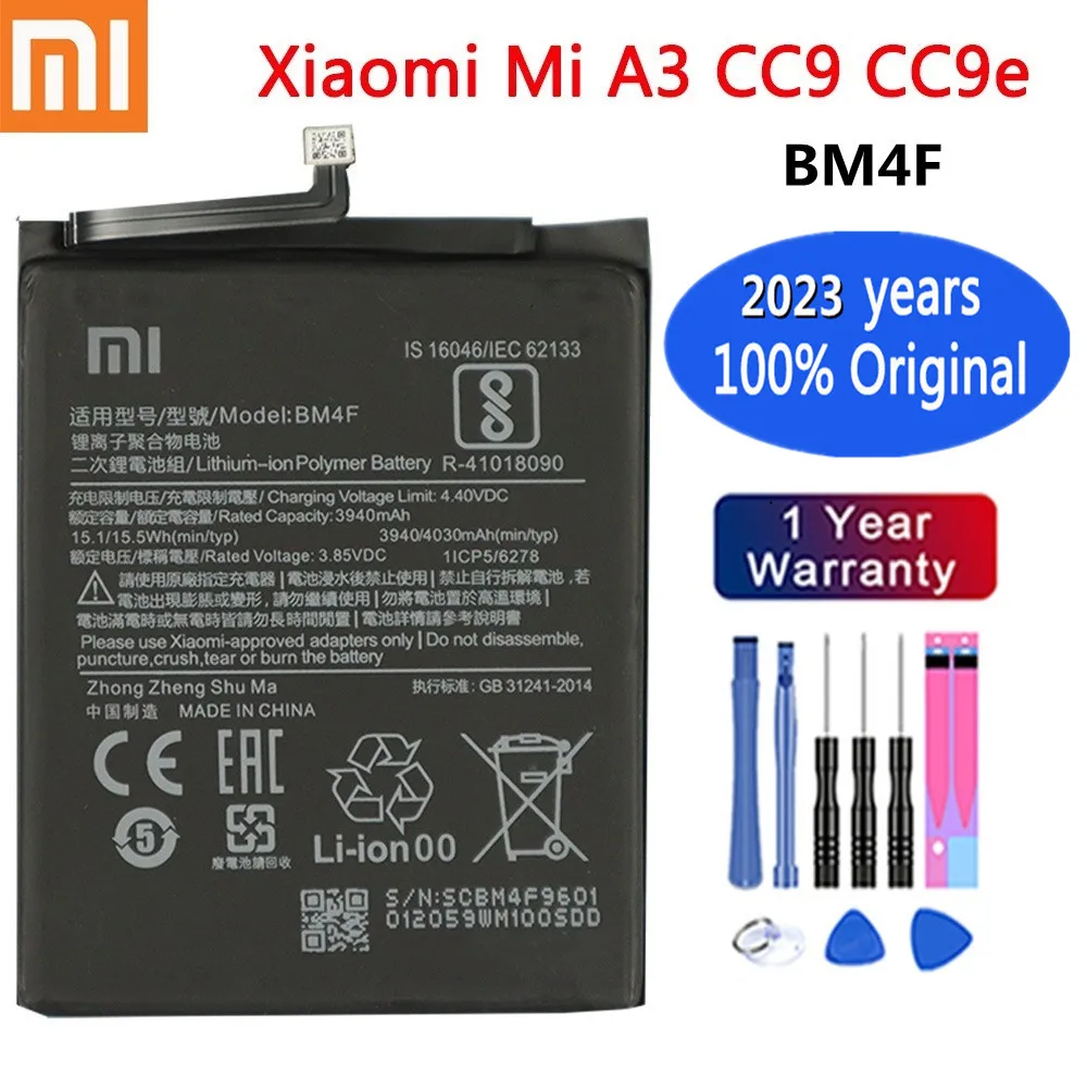 

2023 years 4030mAh BM4F Original Phone Battery For Xiaomi Mi A3 CC9 CC9e Mi 9 Lite Mi9 Lite Mobile Phone Battery + Tools