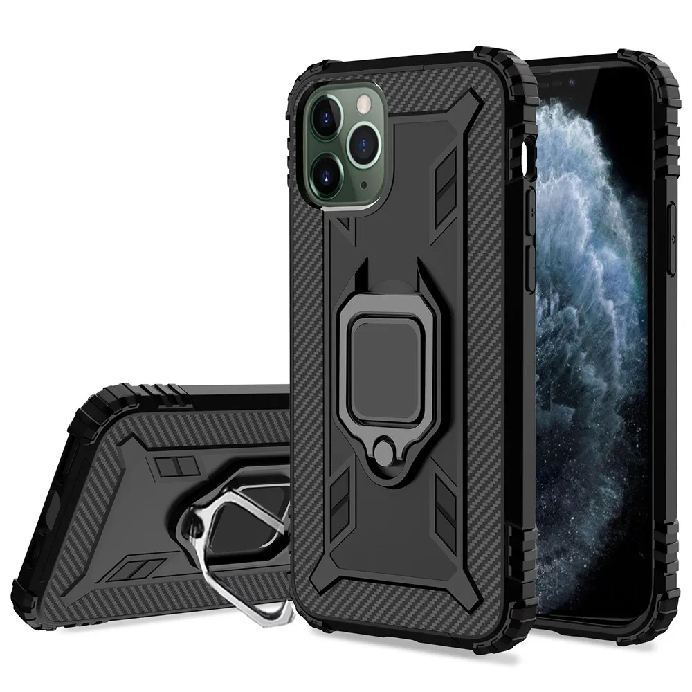 Shockproof Armor Kickstand Cases For iPhone 12 11 Pro Max 6 6S 7 8 Plus X XS XR Case Antishock Magnetic Car Holder Ring Cover