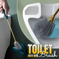 luxury golf toilet brush and drying holder 2022 upgrade silicone bristle cleaning tools plated long handle bathroom accessories
