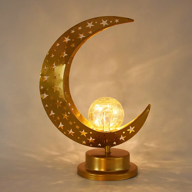 

ИД Золотой Раман Луна Светодиодная лампа Украшение Металл Раман кареем светильник щение Декор для дома Mubarak мусульманский 2023 Ид Аль Адха по...