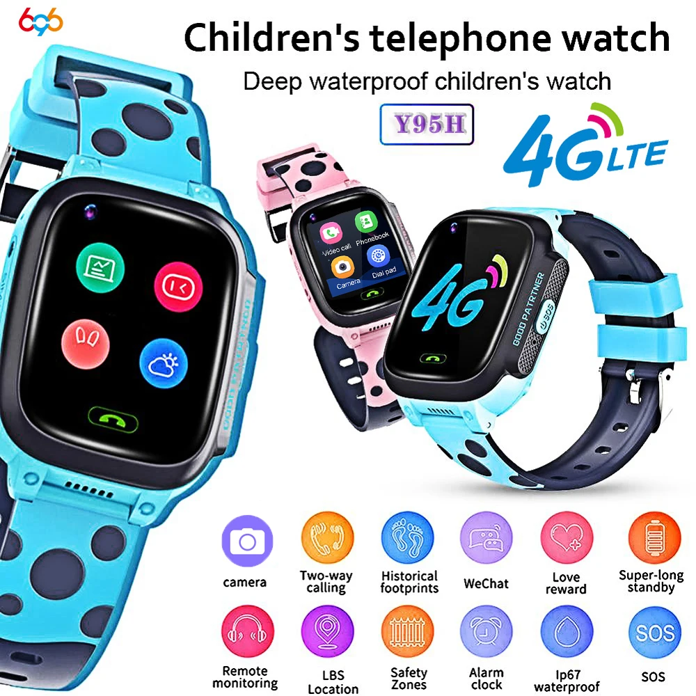 

Y95H Child Smart Watch Phone GPS Waterproof Kids Smartwatch SOS 4G Wifi Antil-lost SIM Location Tracker Smartwatch HD Video Call