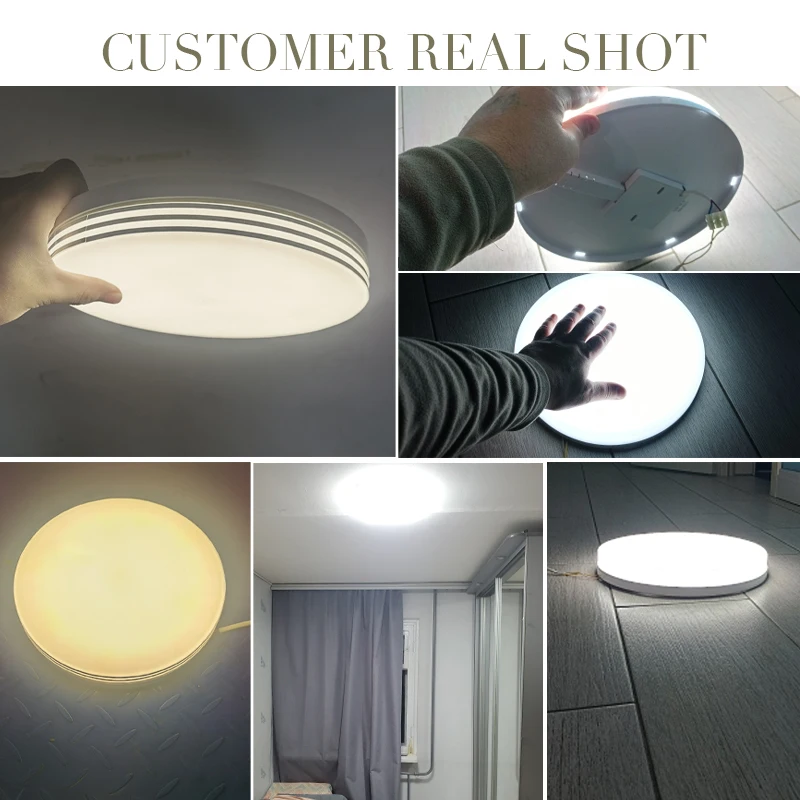 Round Led Ceiling Lamps Silver Frame Natural White Lustre Lighting 48W 36W 24W Ceiling Lights for Bedroom Living Room Decoration