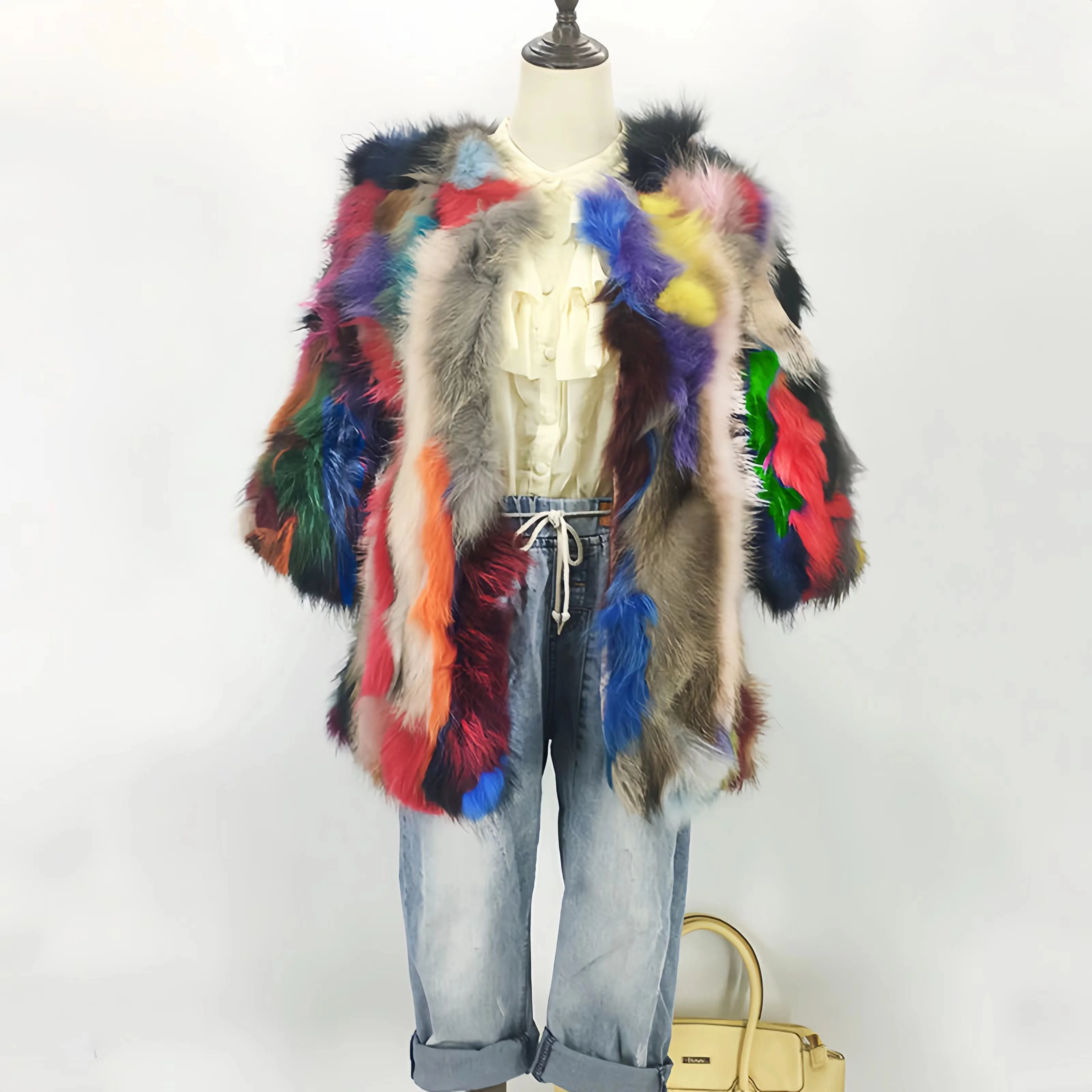 Шуба из натурального меха енота для женщин Корейская Толстая теплая куртка