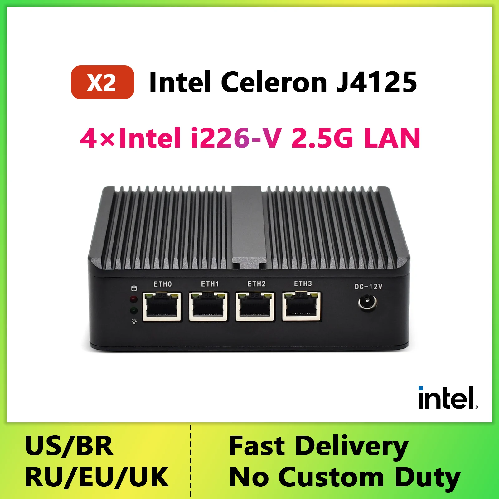 

Fanless Mini PC pfSense Celeron J4125 4*Intel i226 i225 2.5G LAN OPNsense VPN Router Firewall Appliance AES-Ni