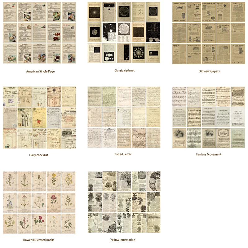

Decorative Background Paper Pack for Card Making, Dated Photos Pattern Material, DIY, Aesthetic Craft Papers
