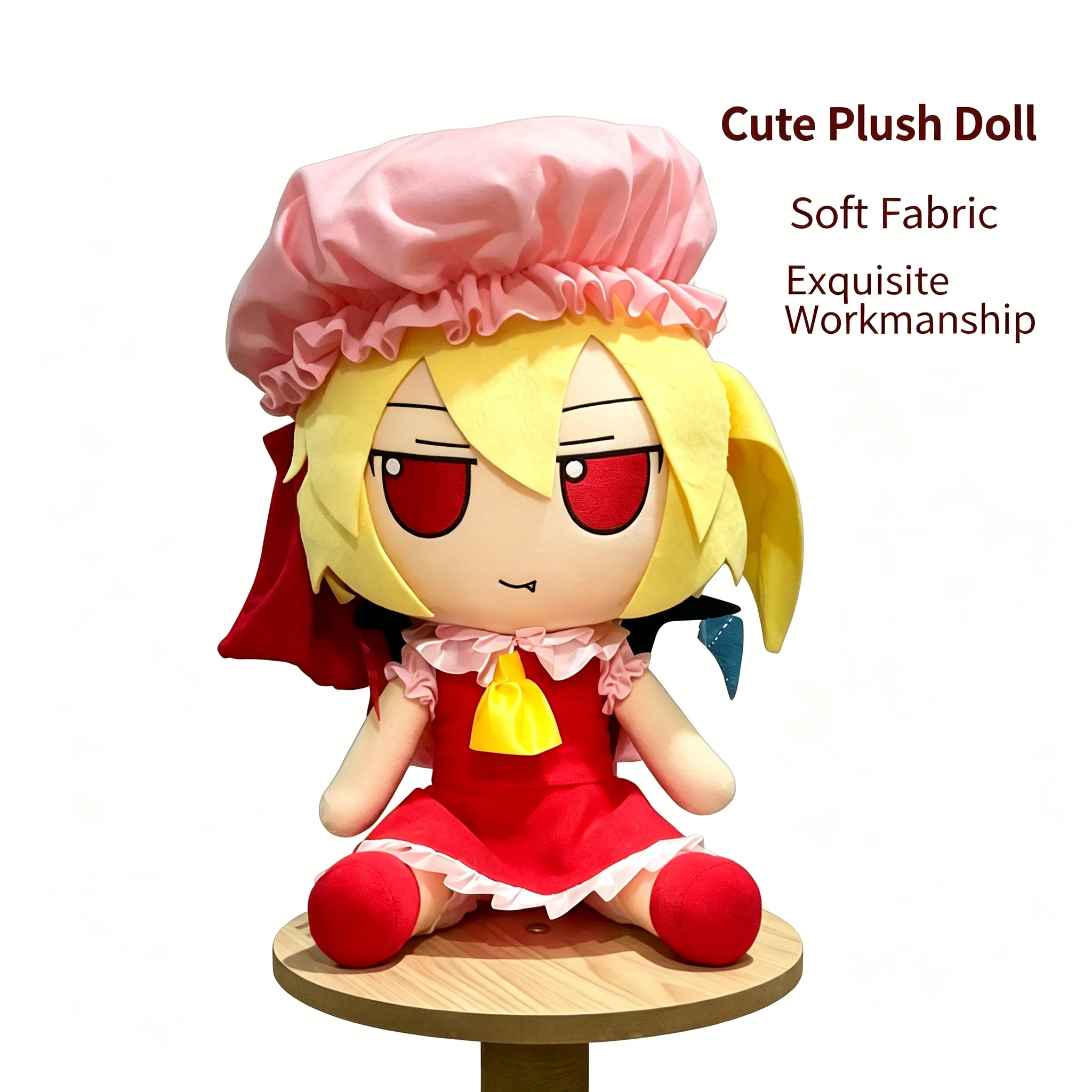 Фото Плюшевая фигурка Фландр Скарлет из Touhou Project, 50 см, аниме, кавайная девочка, плюшевая подушка в сидячей позе, мультяшная модель, рождественский подарок №2