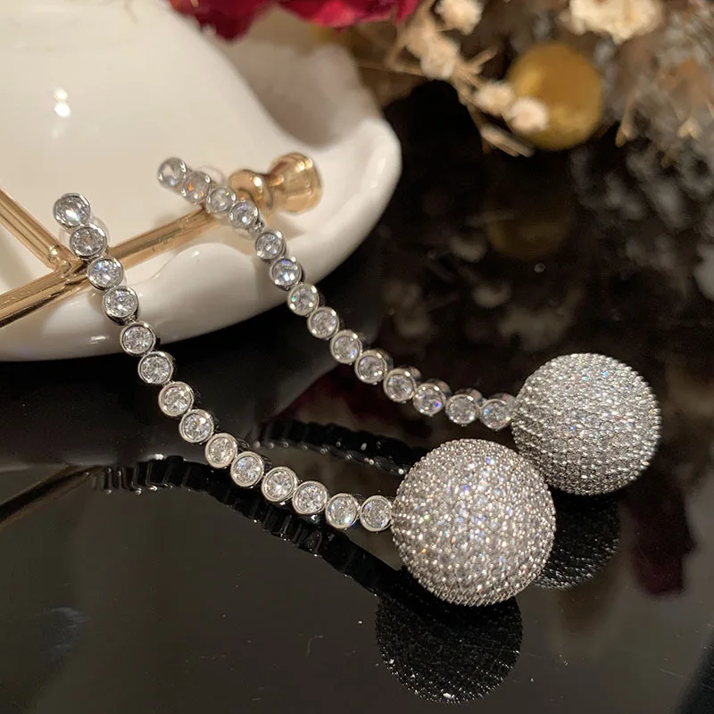 Роскошные циркониевые свадебные серьги с фианитами серьги-подвески для невесты