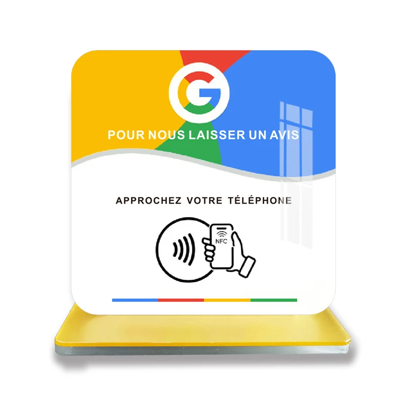 Французская Германия английская вывеска Google Review со сканированием NFC акриловые