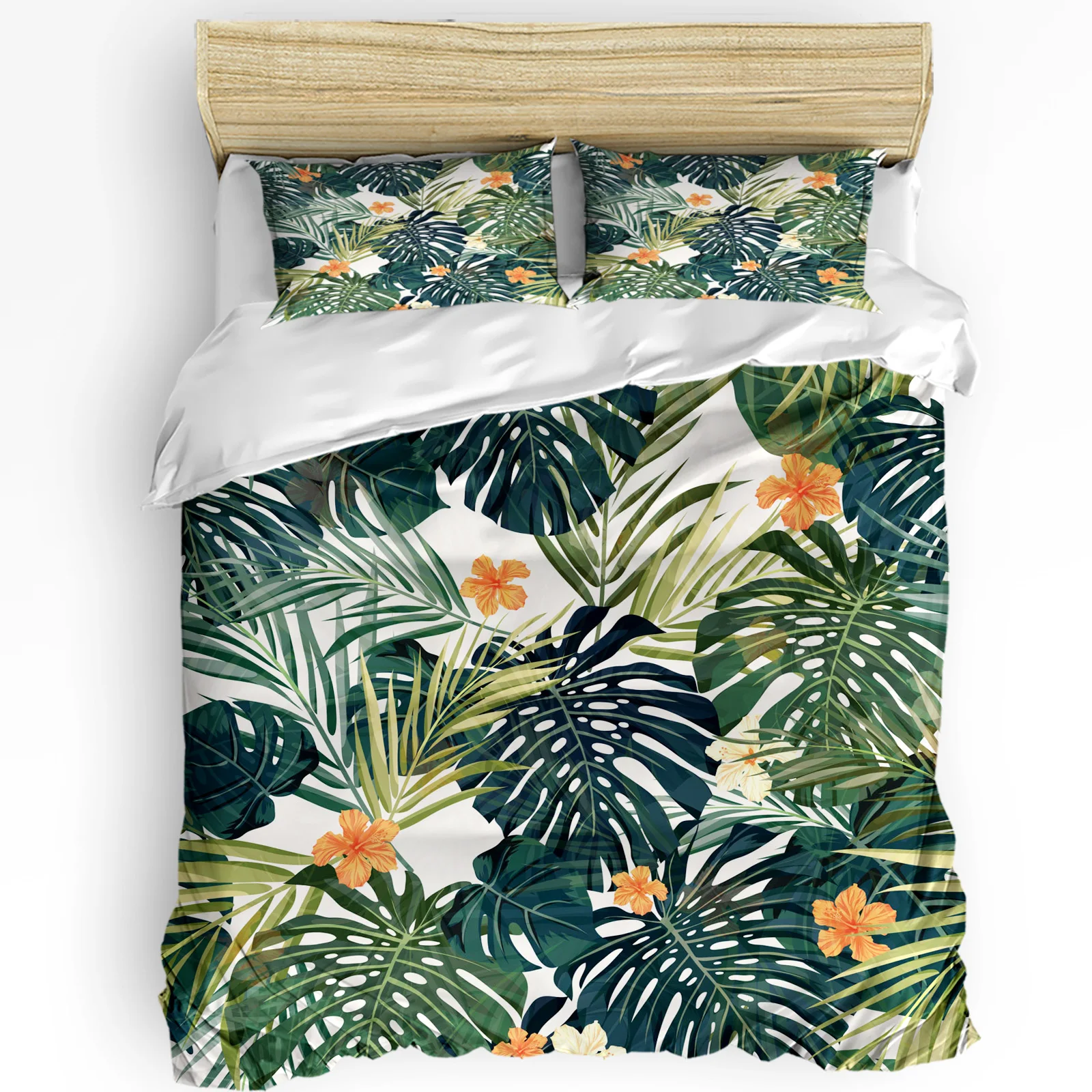 

3pcs Bedding Set Turtle Leaf Tropical Jungle Green Plants Duvet Cover Pillow Case Boy Kid Teen Girl Bedding Covers Set