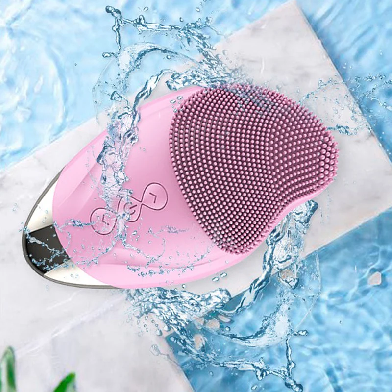 Электрическая силиконовая щетка для ухода за кожей лица ультразвуковая