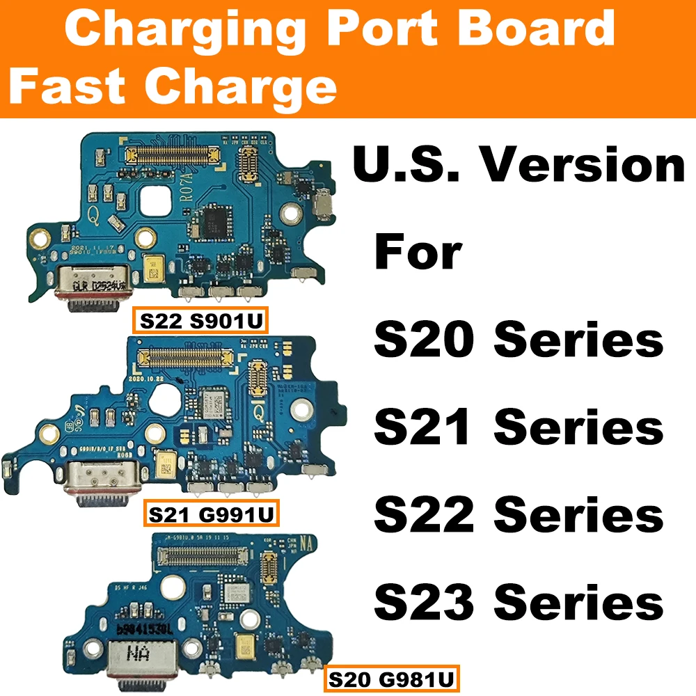 Фото Плата зарядного порта для Samsung S22 S21 S20 S23 Plus Ultra G998U S908U S901U S918U, USB-разъем для зарядки, док-кабель, американская версия №1