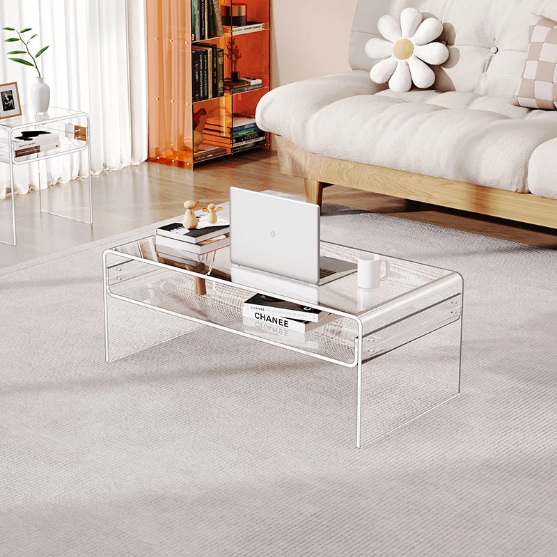 

Transparent Minimalist Coffee Table Modern Decoration Nordic Side Table Aesthetic Books Center Service Couchtisch Home Furniture
