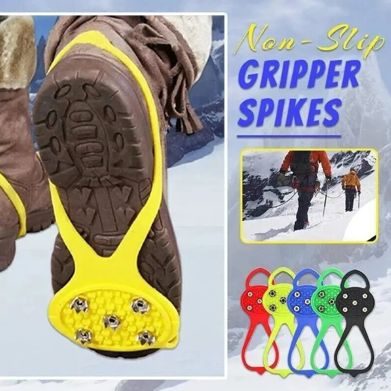 5 Color Strong Grip 5 Studs Anti-Skid Snow Ice Climbing Spikes Ice Grips Cleats Crampons Winter Climbing Anti Slip Shoes Cover