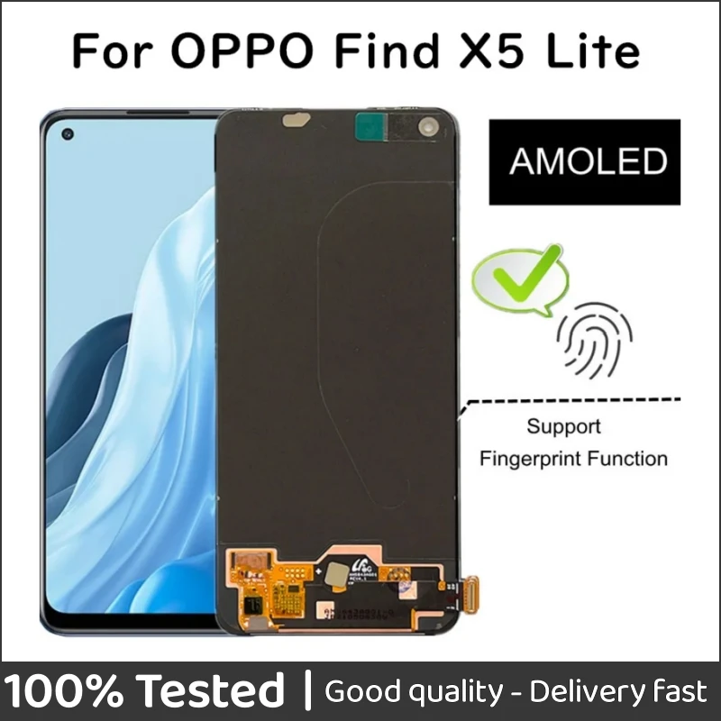 

ЖК-дисплей 6,4 дюйма AMOLED для OPPO Find X5 Lite CPH2371, сенсорный экран в сборе, сменный аксессуар