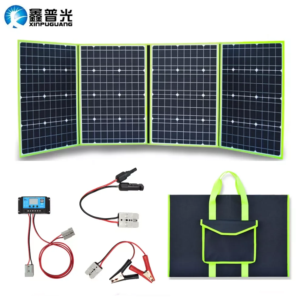 

NEW 300W 200W 100W Foldable Solar Panel Monocrystalline Portable Folding Charging Bag Solar Panel Kit 12V/24V Battery Charger