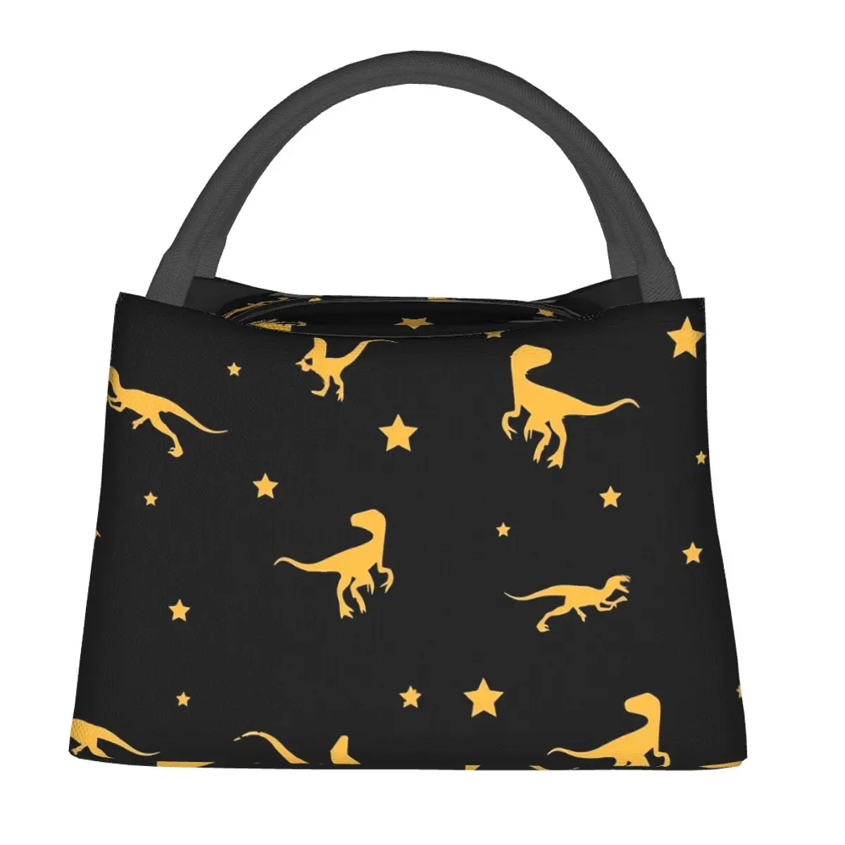 

Dinosaur Gold Lunch Bag Animal Print Portable Insulated Lunch Box Outdoor Picnic Print Cooler Bag Fashion Oxford Tote Food Bags