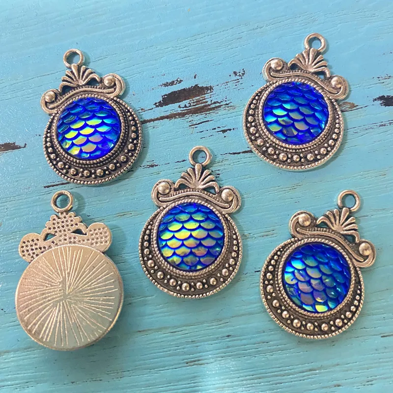 5 шт. синие шармы-подвески русалка | Шармы