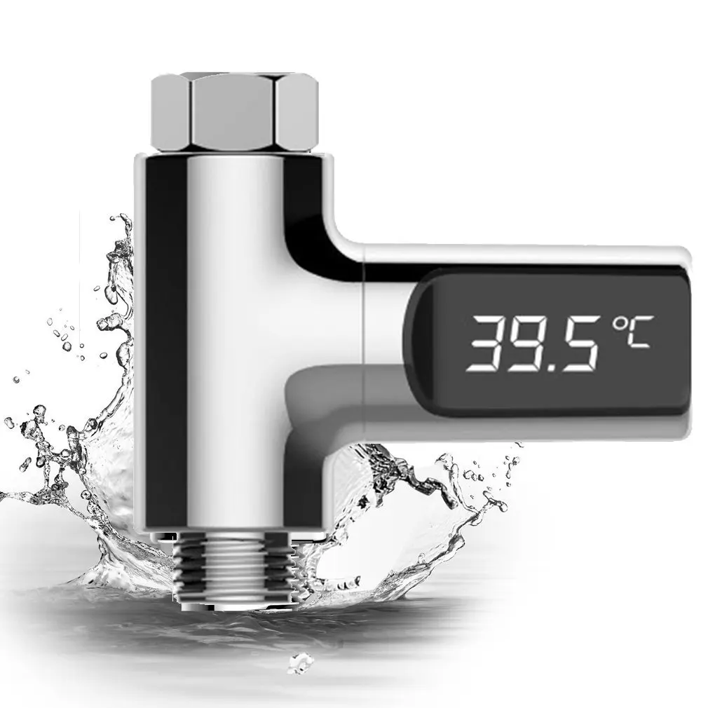 

New 360 Degrees LED Display Water Shower Thermometer Self-Generating Electricity Water Temperature Monitor Energy Smart Meter