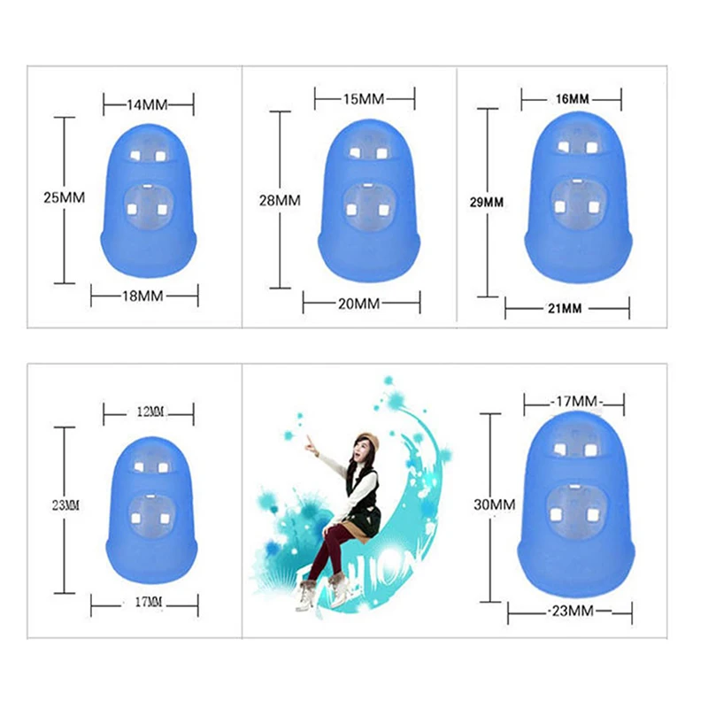 10Pcs Guitar Fingertip Protectors 5 Sizes Silicone Finger Guards Covers Caps Random Color