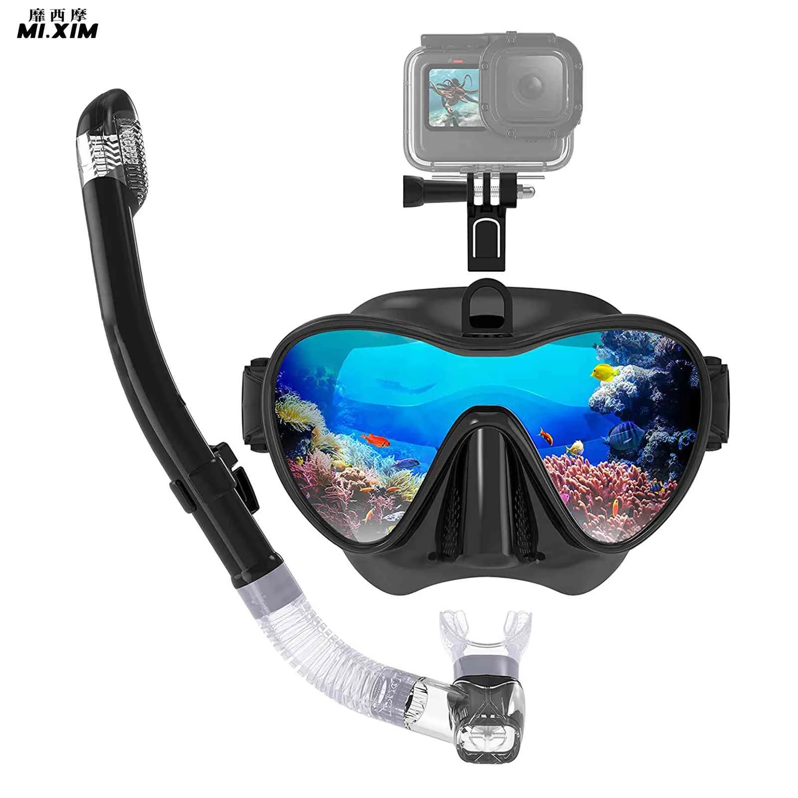 

Diving Goggles Set Swimming Diving Breathing Tube Snorkeling Dry Snorkel Sea Pool Diving Accessory with Mount for Gopro