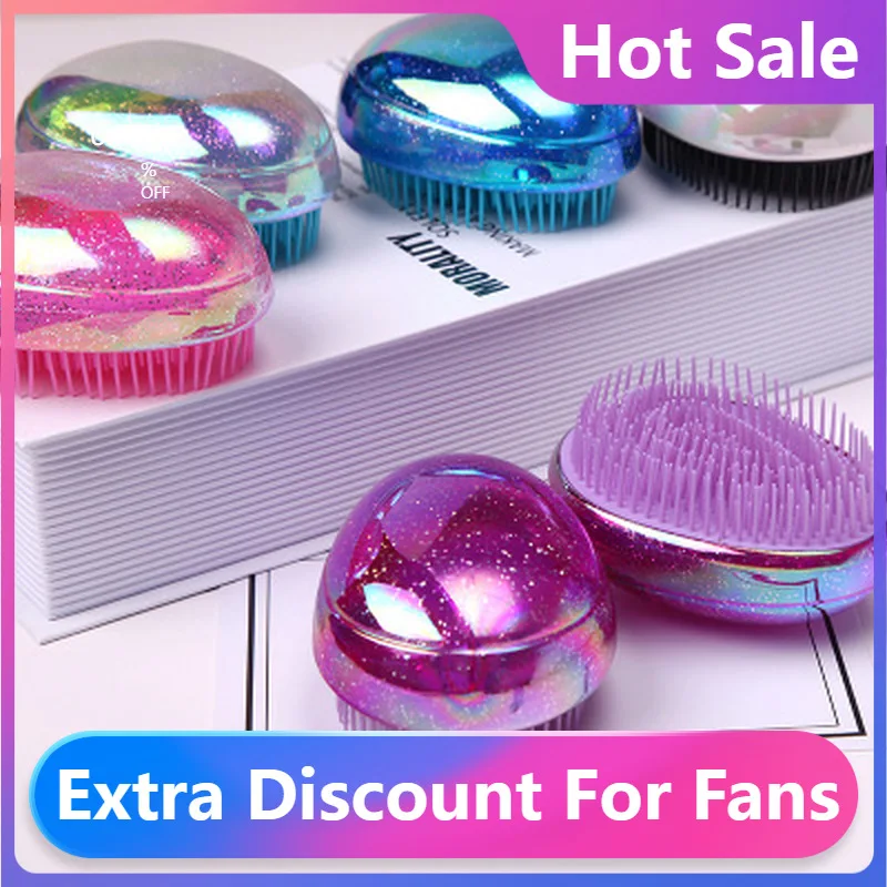 

Мини-Расческа для спутывания волос, горячая Распродажа, Антистатическая, в форме яйца, мягкая Массажная расческа, разглаживающая, для путеш...