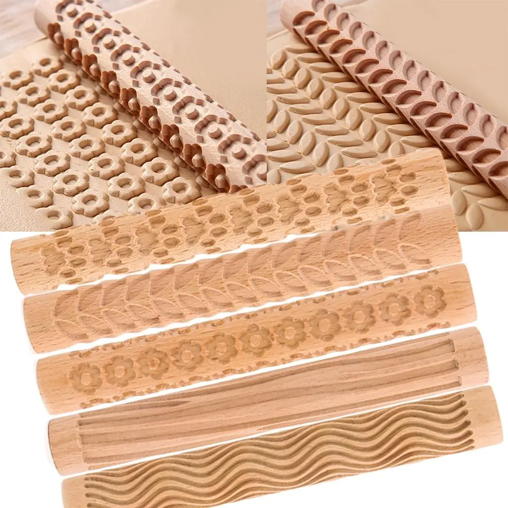 

Homemade Supplies Noodle Tool Bake Cookies Funny 3D Pattern Christmas Rolling Pin Decorative Wooden Embossing
