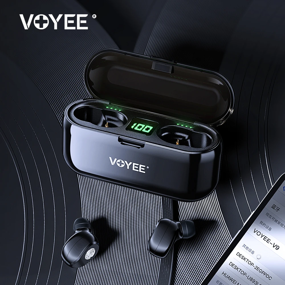 

TWS-наушники VOYEE V9 с поддержкой Bluetooth и зарядным футляром