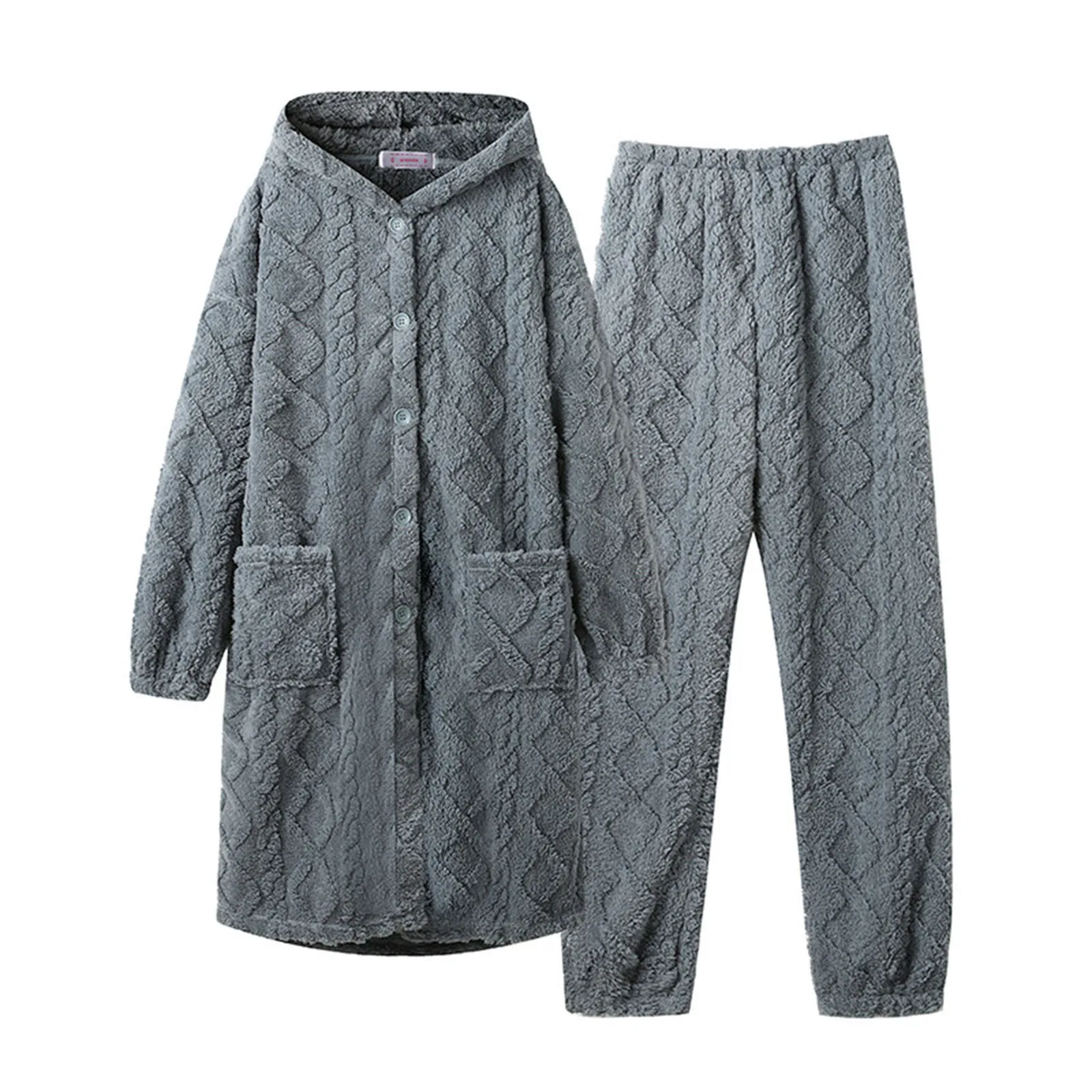 Зимние коралловые бархатные пушистые пижамные комплекты для женщин длинные