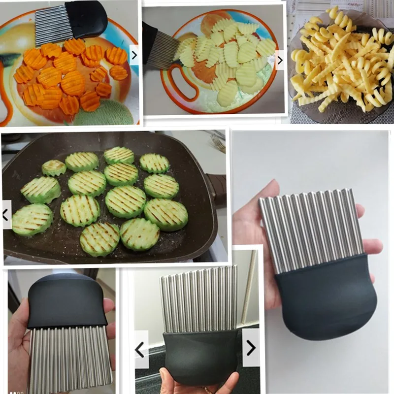 Potato Cutter Chips French Fry Maker Peeler Cut Dough Fruit Vegetable Kitchen Accessories Tool Knife Chopper Crinkle Wavy Slicer images - 6