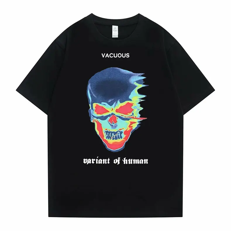 

Vacuous Skeleton Graphic Tshirt Men Women Fashion Hip Hop Style Streetwear Harajuku Print T-shirt Man Oversized Tee Short Sleeve