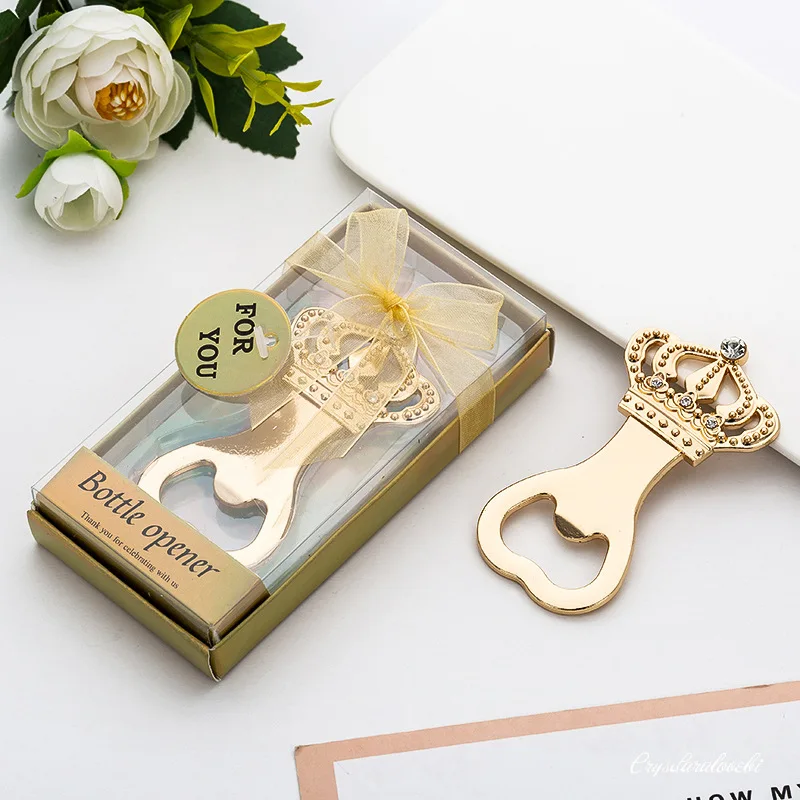 20pcs/lot Crown Wedding Souvenir Favors for Guests Baby Shower Gifts Rose Gold Key Bottle Opener Party Favors for Kids Birthday